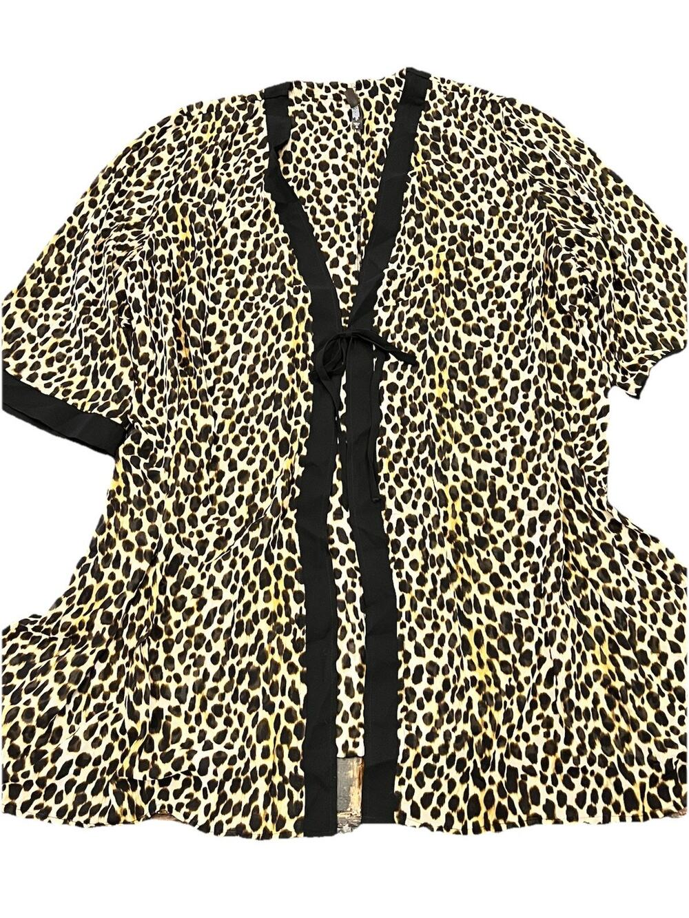 Torrid Leopard Print Sheer Chiffon Kimono Cover Up 0X Summer Beach Pool